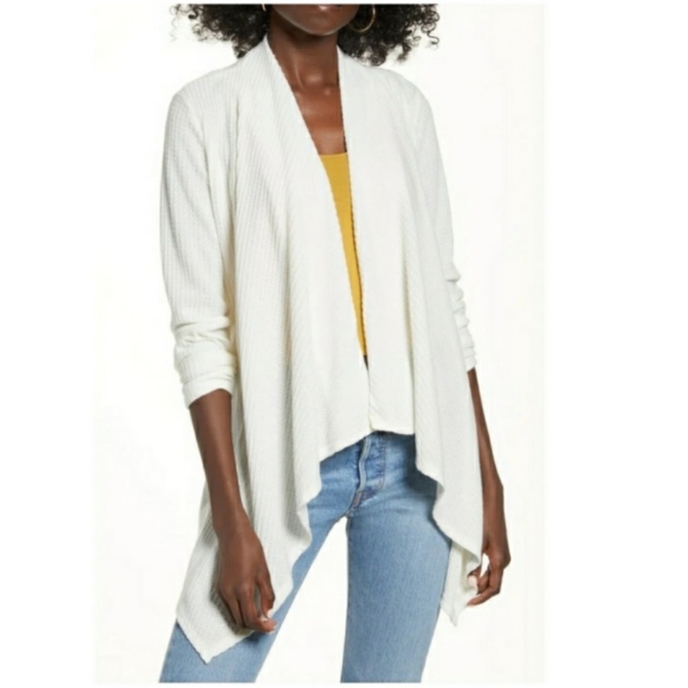 Socialite Waffle Weave White Cardigan